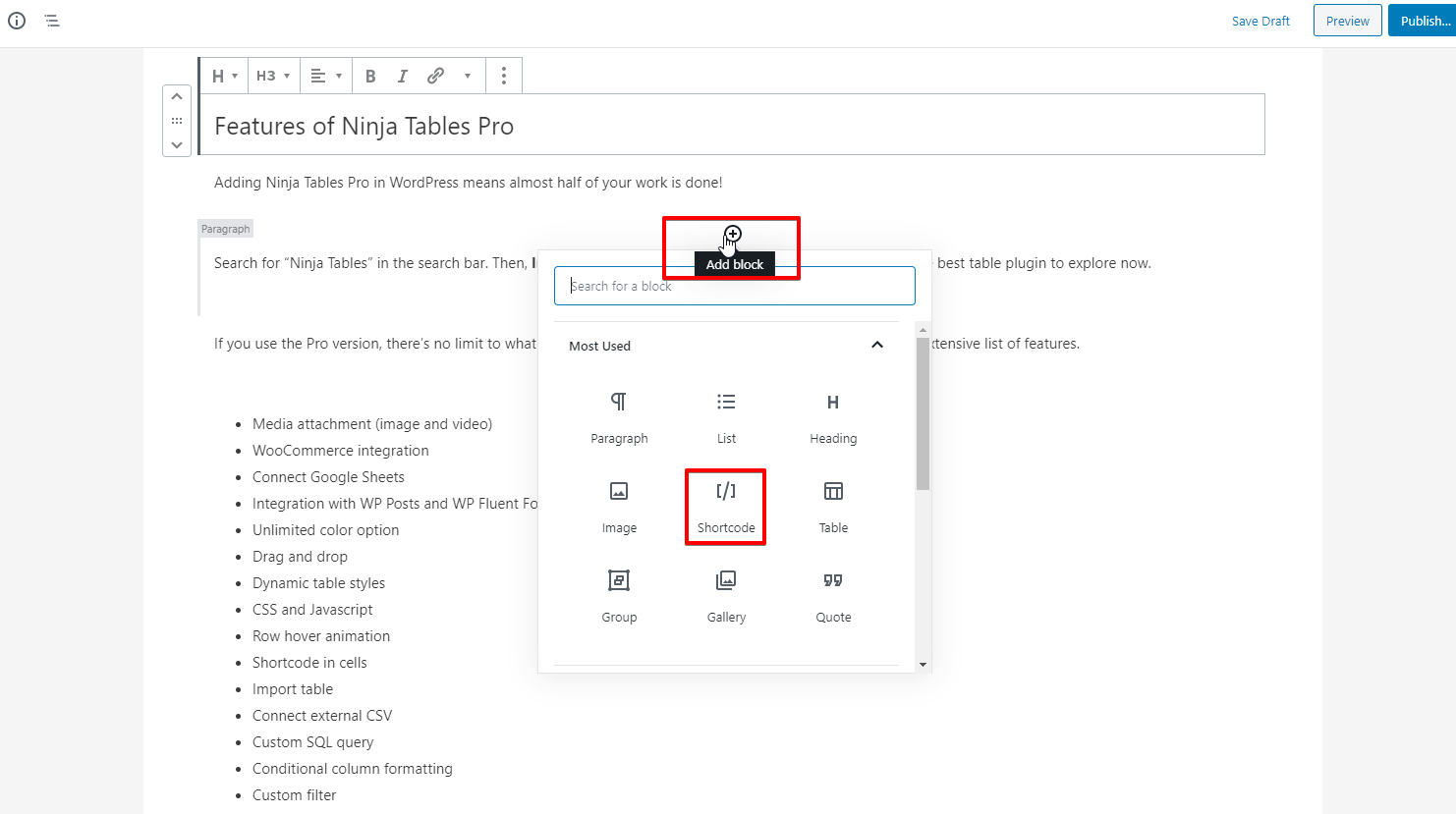 Tablas de datos en línea en WordPress