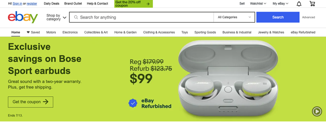 Foto de la interfaz de usuario de eBay