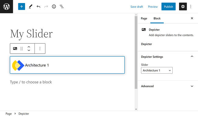 Depicter Block en el editor de Gutenberg