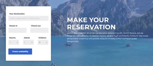 ejemplo de plantilla de formulario de arranque: formulario de reserva