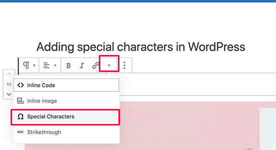 Insertar complemento de caracteres especiales