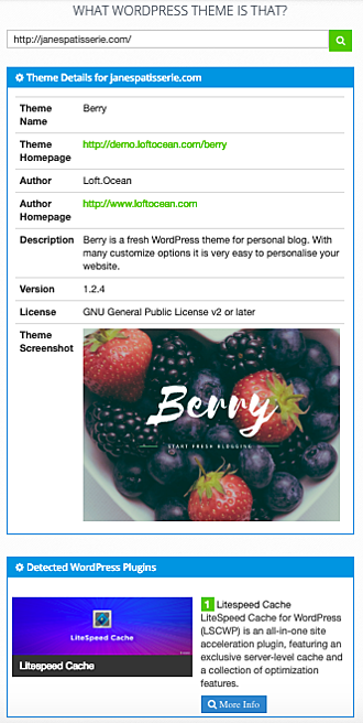 Resultado de la búsqueda de http://janespatisserie.com/ en What WordPress Theme is That