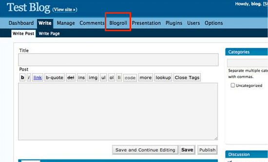 Cómo agregar un blogroll a su sitio de WordPress (sin complemento)