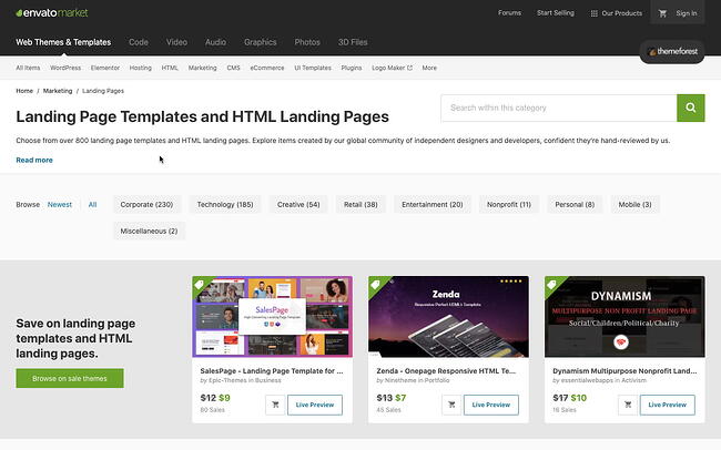 plantillas de página de destino que puede usar para crear un sitio web de folleto