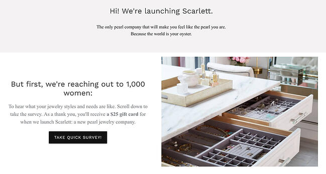 Una oferta de descuento promocionando el lanzamiento del nuevo sitio web de la empresa de joyería Scarlett
