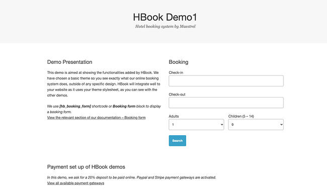 Complemento de reserva de hotel de WordPress por HBook