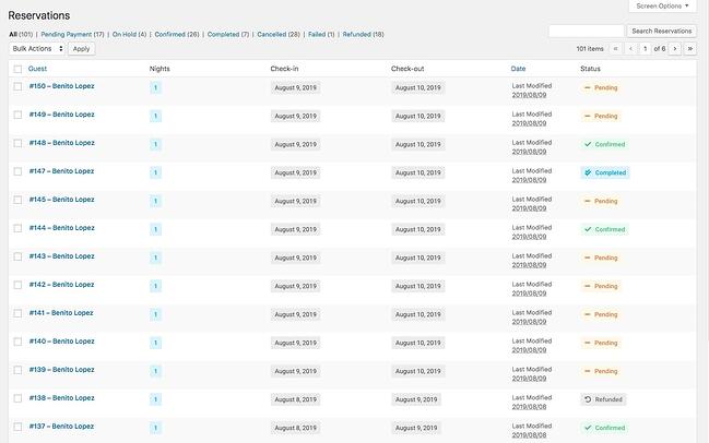 Complemento de reserva de hotel de WordPress: interfaz de hotelero de WP