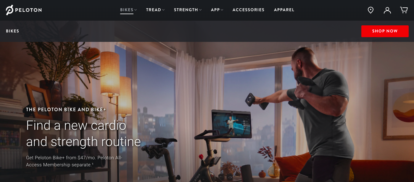 Muestra del sitio web PHP de Peleton