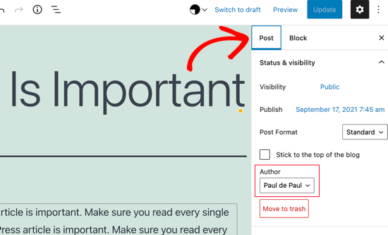 Cómo cambiar el autor de una publicación en WordPress