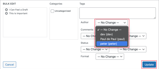 Cómo cambiar el autor de una publicación en WordPress