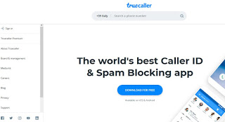 Sitio web TruCaller TruCaller