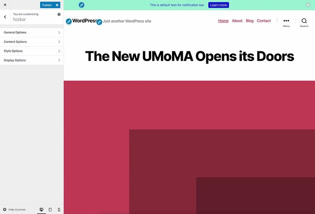 Personaliza la barra de Notibar en el Personalizador de WordPress
