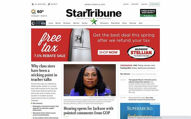 StarTribune construido con AngularJS tiene las últimas historias
