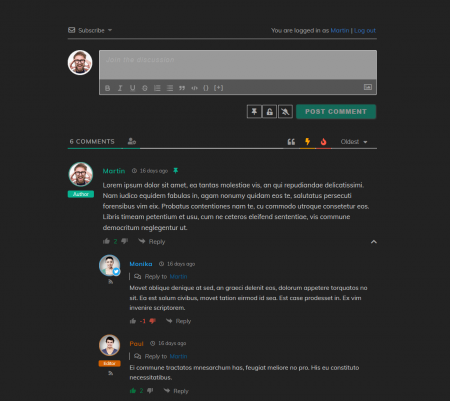wpdiscuz complemento de comentarios de wordpress modo oscuro