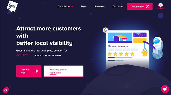 Ejemplo de sitio web de cms hub: Características y animaciones de la página de inicio de Guest Suite CTA