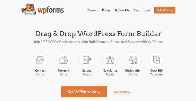 Complementos de firma de WordPress: página del producto wpforms