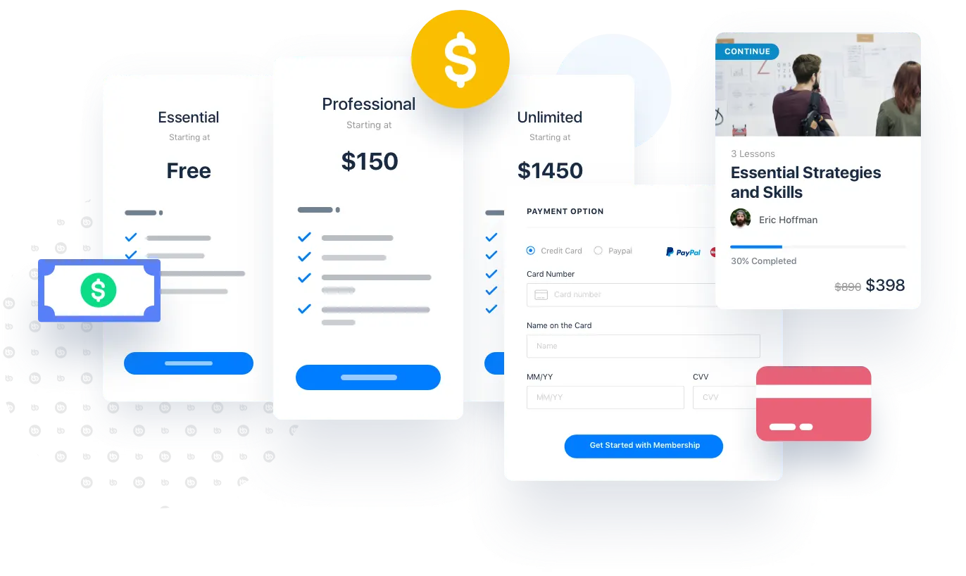 Ejemplos de niveles de membresía de BuddyBoss creados por la integración de WooCommerce