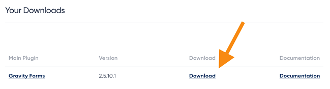 gravity crea la página de descarga del plugin de wordpress