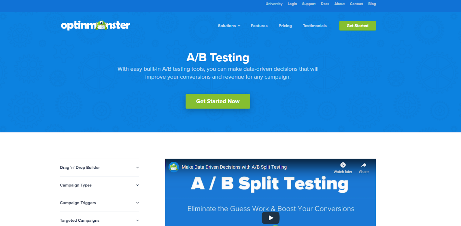 Complemento de prueba OptinMonster WordPress A / B splsit