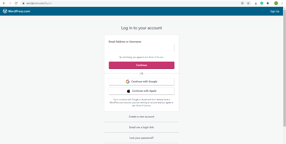 Primero, inicie sesión en su cuenta de WordPress
