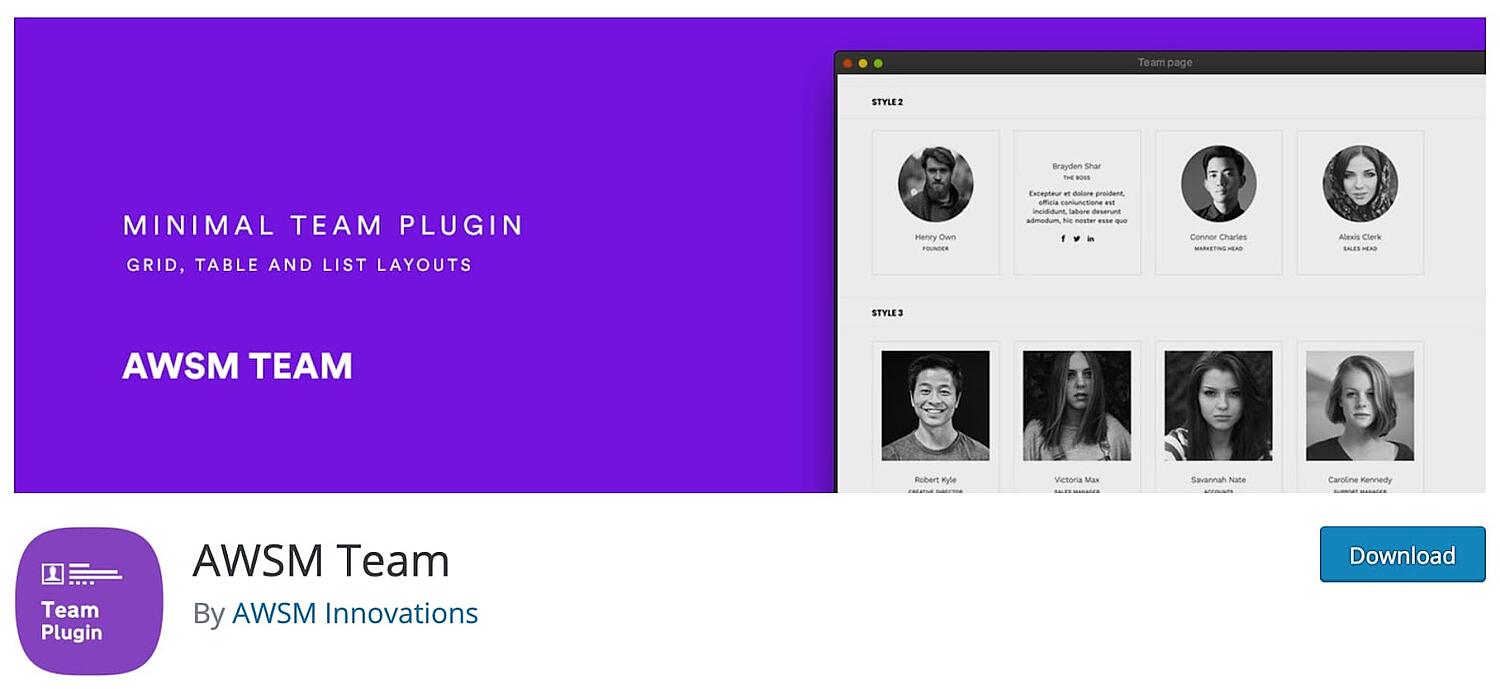 página del producto para el complemento de wordpress del equipo ASWM