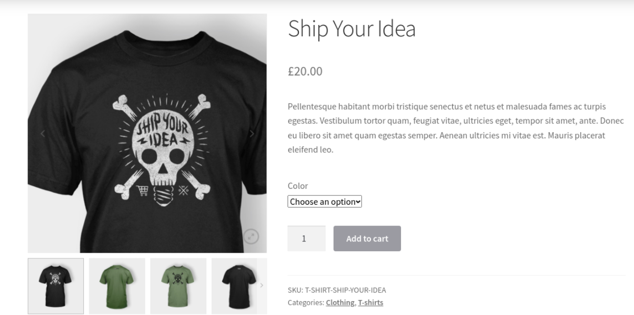 Demostración del complemento de ampliación de imágenes WooThumbs WooCommerce.