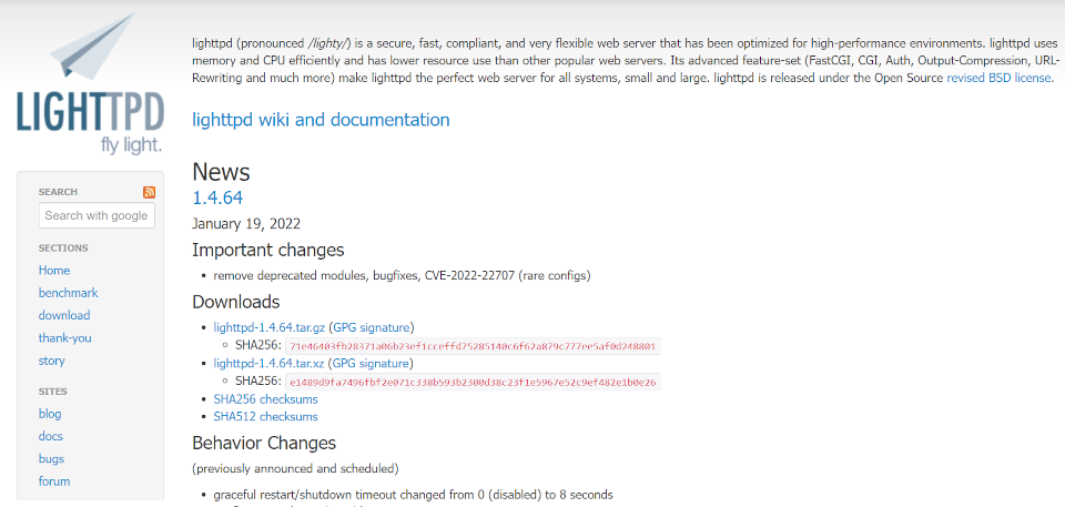Software de servidor web Lighttpd.