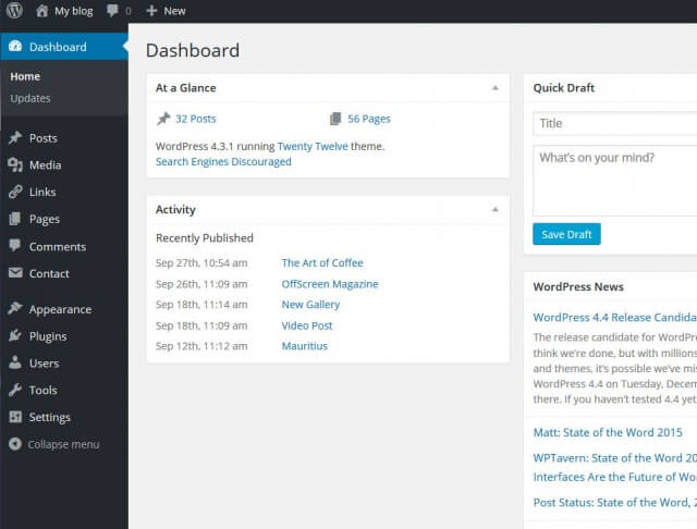 Tablero de WordPress