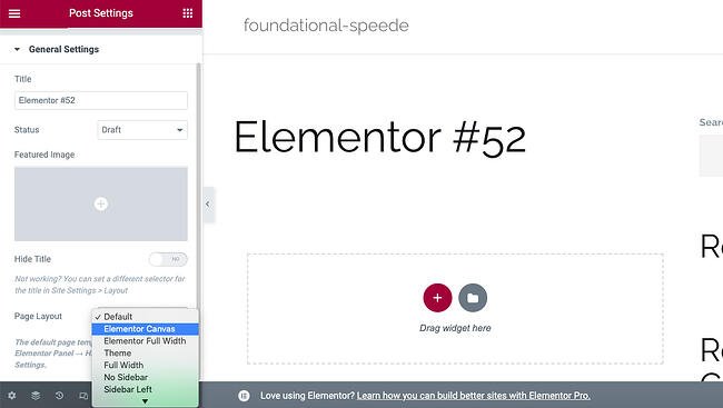 Cómo crear un sitio en modo de mantenimiento usando Elementor Paso 4: seleccione el lienzo como diseño de página
