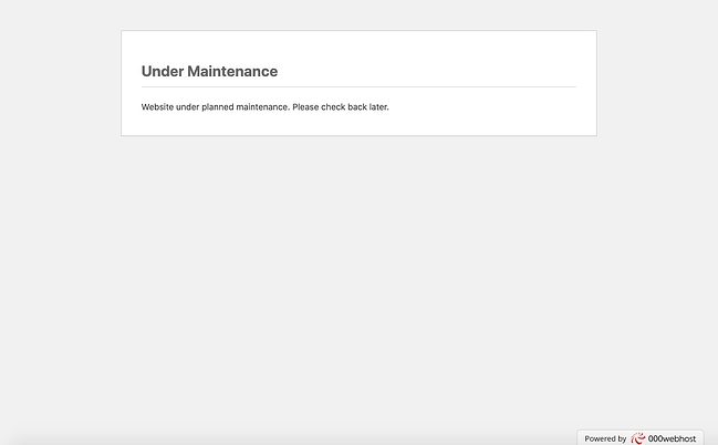 La página predeterminada del modo de mantenimiento de WordPress