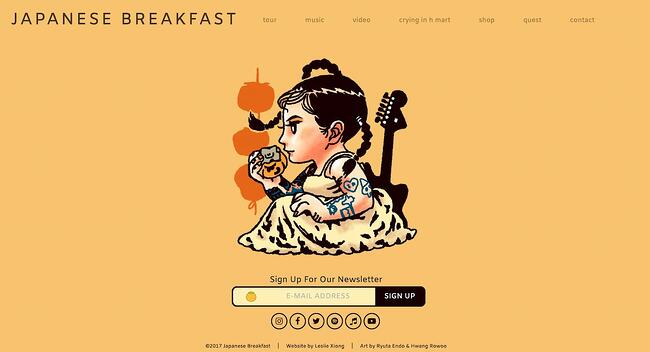 página de inicio del sitio web naranja desayuno japonés