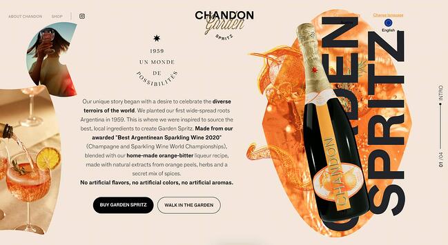 la página principal del sitio web naranja chandon gardon