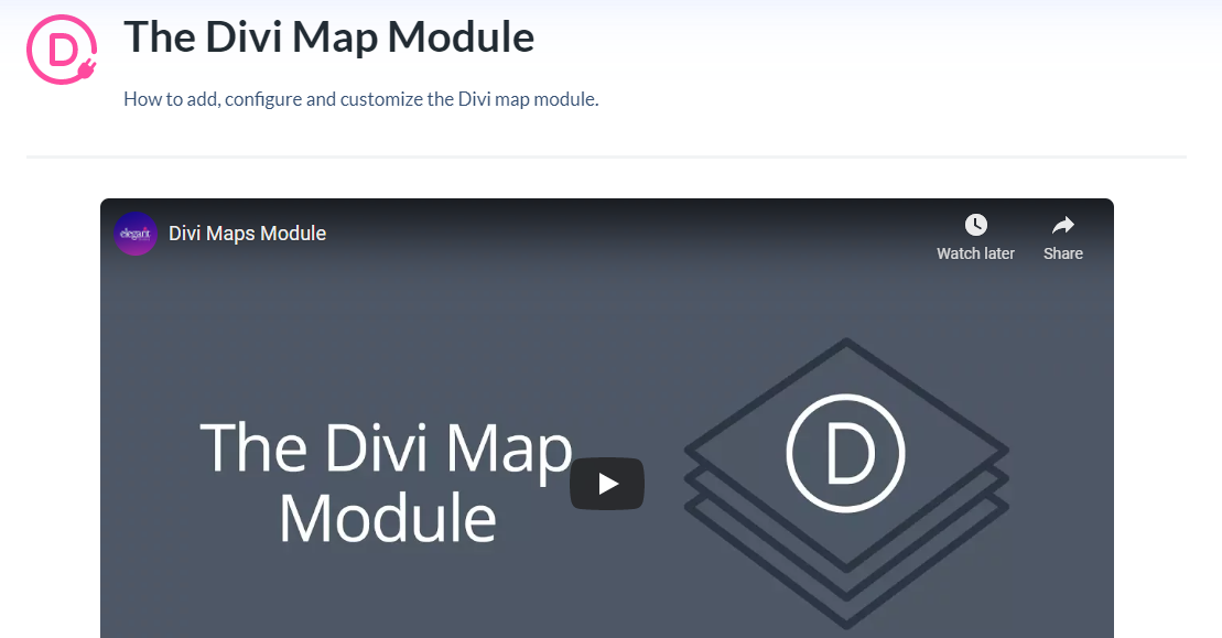 Página del módulo Divi Map