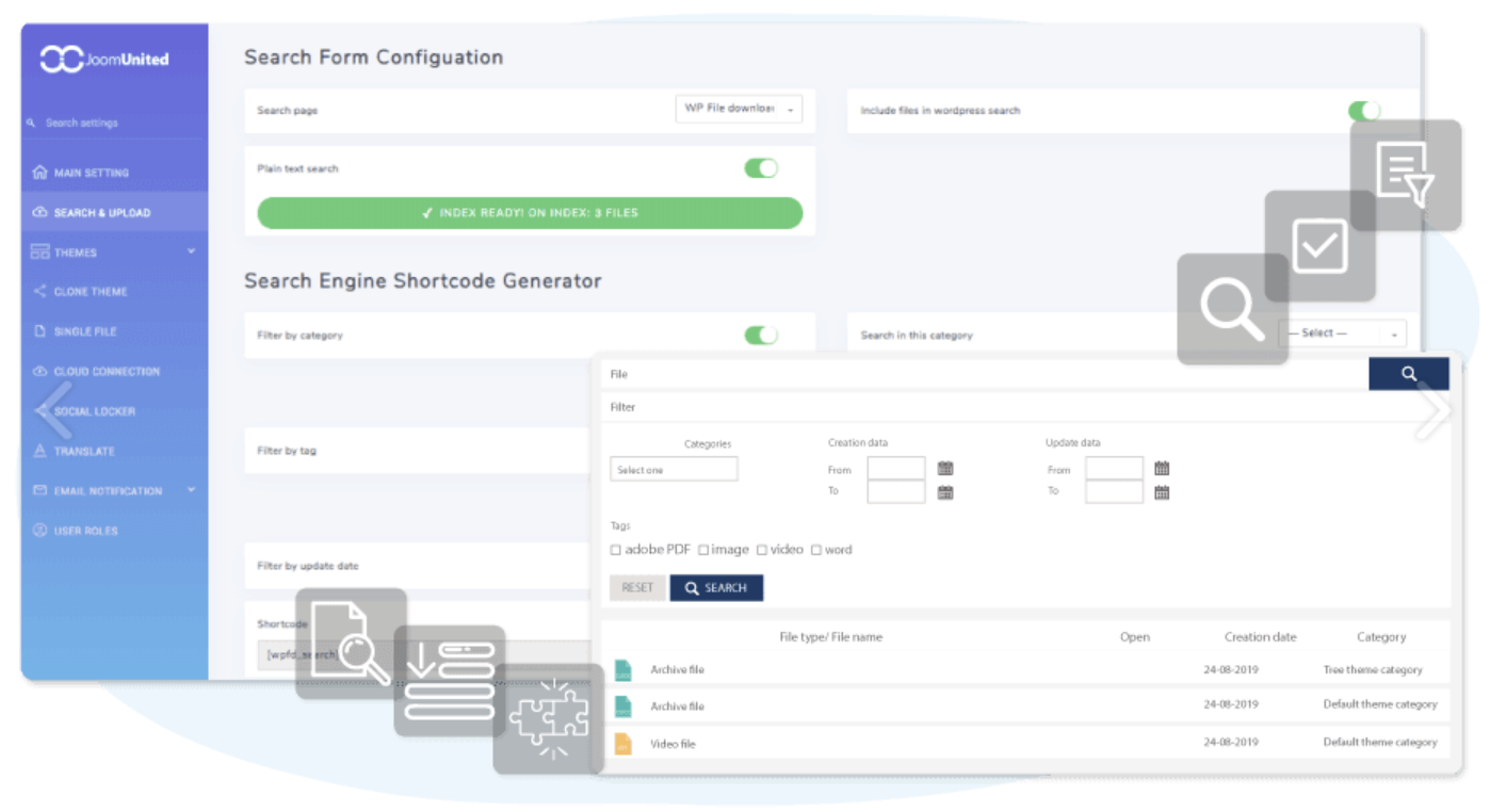 Buscador de archivos en WP File Download Review