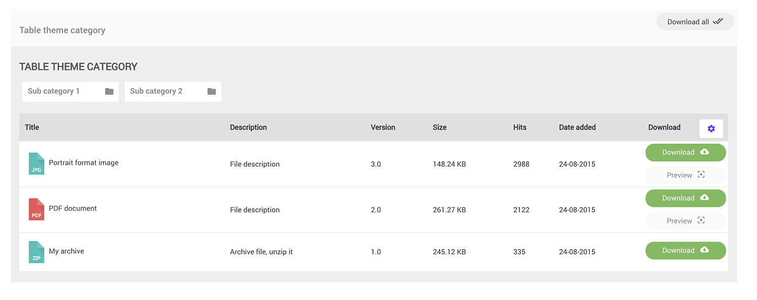 Temas del administrador de archivos en la revisión de WP File Download