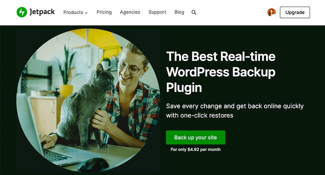 El complemento Jetpack Backup ofrece copias de seguridad en tiempo real para WordPress