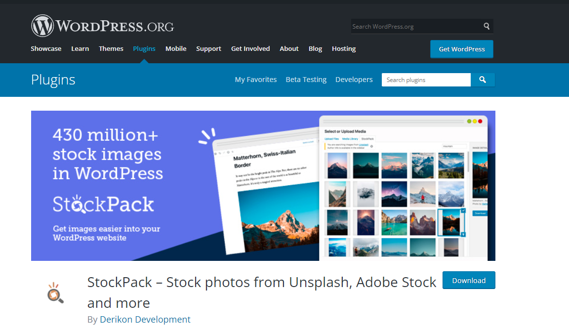 mejores complementos de wordpress para la búsqueda de imágenes: StockPack