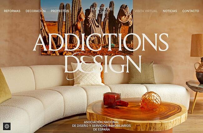 página de imagen de fondo: Addictions Design utiliza imágenes de fondo para crear salas de exhibición virtuales
