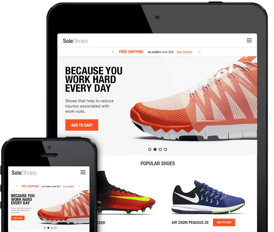 Deslizador de productos en dispositivos móviles y de escritorio creado con el complemento Soliloquy para WooCommerce