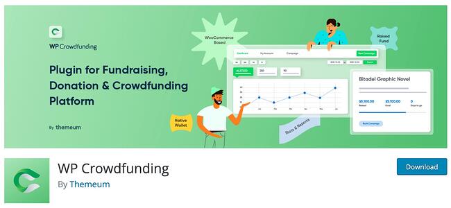 Página de descarga del complemento de wordpress crowdfunding wp crowdfunding