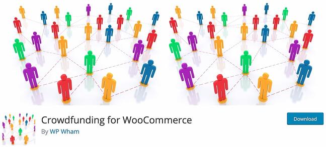 página de descarga del complemento de wordpress de crwodfunding para woocommerce