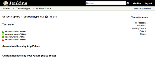Interfaz de prueba de Jenkins