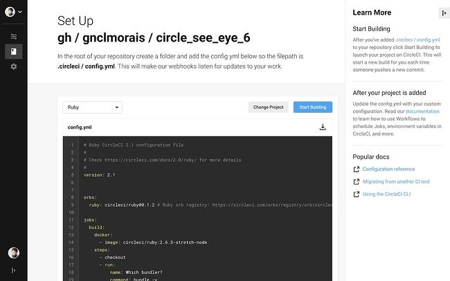 Interfaz de usuario de CircleCI