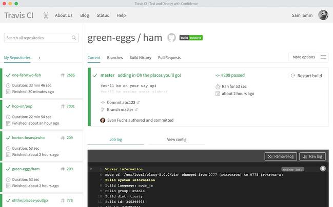 Interfaz de usuario de Travis CI