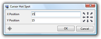 establecer las coordenadas del cursor de punto caliente en el editor IcoFX
