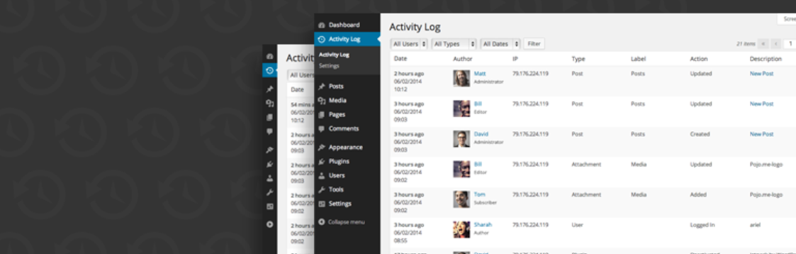 Complemento de registro de actividad de WordPress.