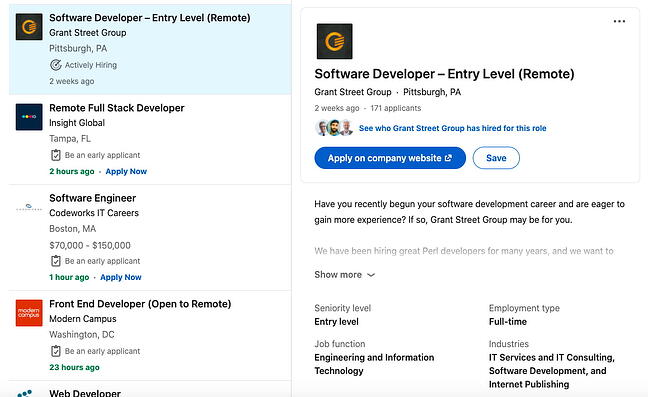 ofertas de trabajo a distancia para desarrolladores en LinkedIn