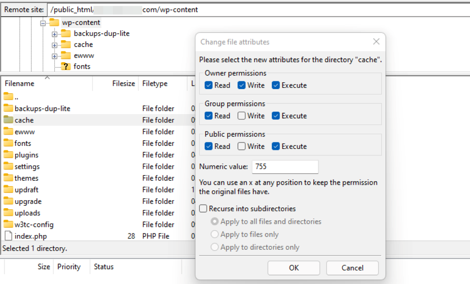 Comprobación de permisos de archivo