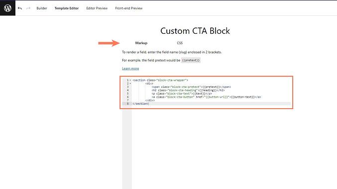 agregue HTML y CSS en bloques de génesis personalizados
