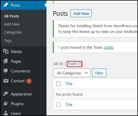 Papelera de reciclaje en WordPress
